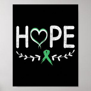 Affiche Hope Heart Green Ribbon Cancer du foie du ruban