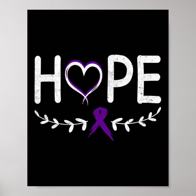 Affiche Hope Heart Purple Ribbon Cancer pancréatique (Devant)
