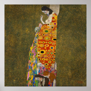 Affiche Hope II par Gustav Klimt, Art Nouveau Vintage