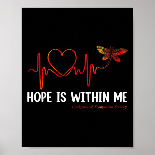 Affiche Hope Is Within Me Heartbeat Butterfly Blood Cancer (Devant)