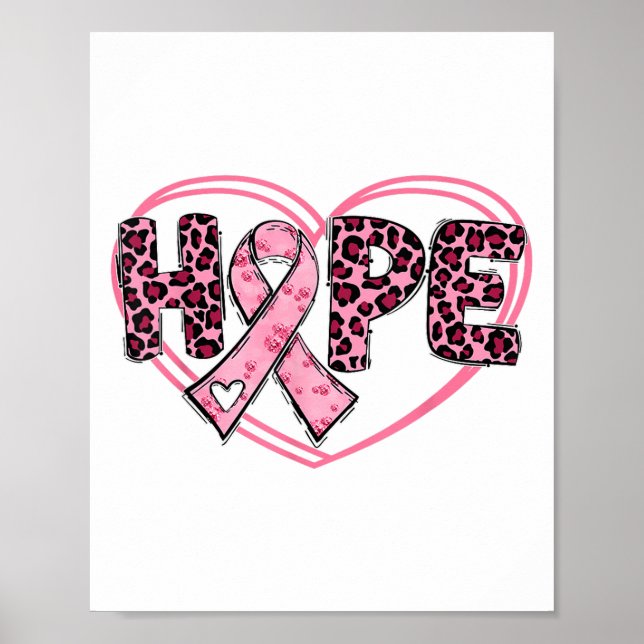 Affiche Hope Leopard Cancer du sein Sensibilisation Coeur  (Devant)