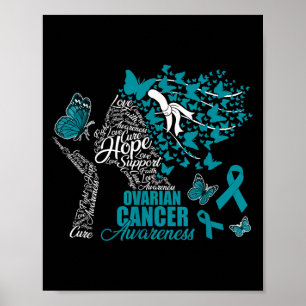 Affiche Hope Love Cure Ovarienne Cancer Awareness Papillon