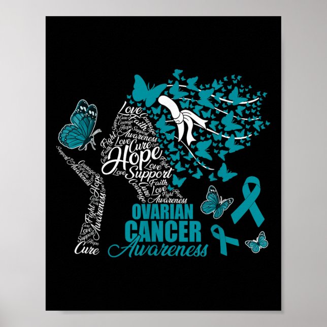 Affiche Hope Love Cure Ovarienne Cancer Awareness Papillon (Devant)