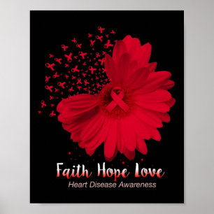 Affiche Hope Love Heart Disease Awareness Sunflower