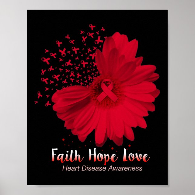 Affiche Hope Love Heart Disease Awareness Sunflower (Devant)