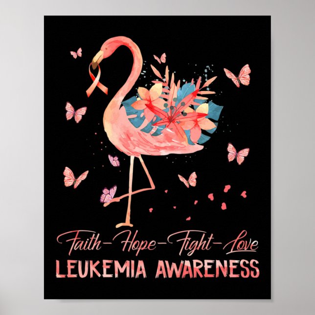 Affiche Hope Love Pink Flamant rose Cerveau Leucémie Sensi (Devant)
