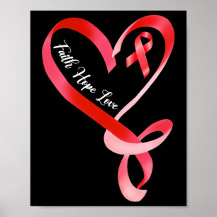 Affiche Hope Love Red Ribbon Heart Disease Awareness 1