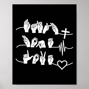 Affiche Hope Love - Religion chrétienne Heartbeat Cross He