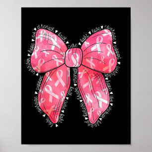 Affiche Hope Love Support Pink Coquette Bow Cancer du sein