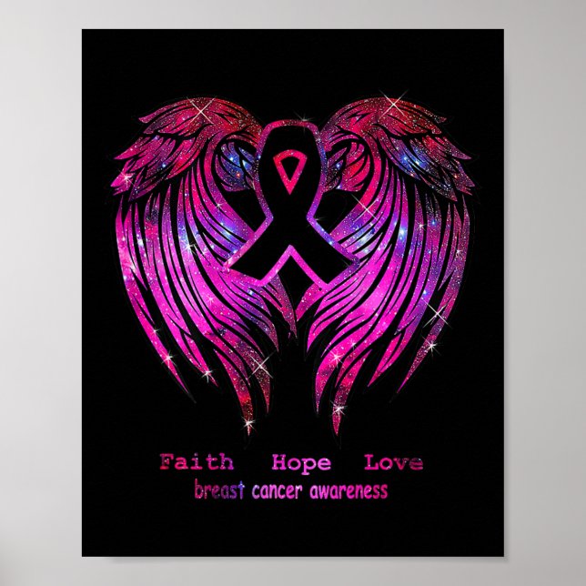 Affiche Hope Love Wings Sensibilisation au cancer du sein (Devant)