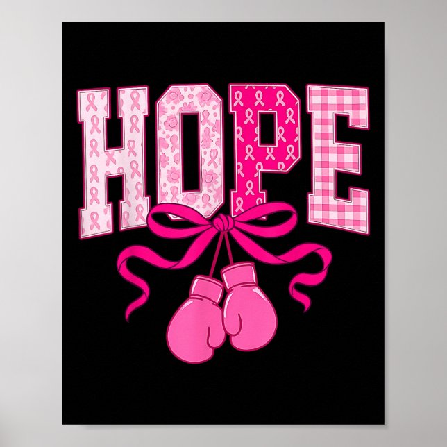 Affiche Hope Pink Ribbon Gants en boîte Cancer du sein ros (Devant)