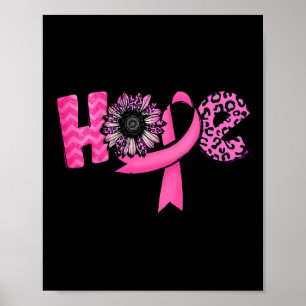 Affiche Hope Pink Ribbon Leopard Sunflower Breast Cancer A