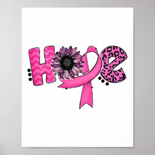 Affiche Hope Pink Ribbon Leopard Sunflower Breast Cancer A
