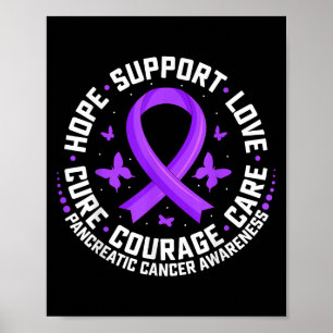 Affiche Hope Support Love Purple Ribbon Cancer Pancréatiqu