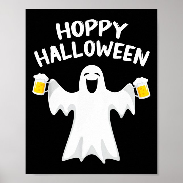 Affiche Hoppy Halloween Funny Halloween jolie bière fantôm (Devant)