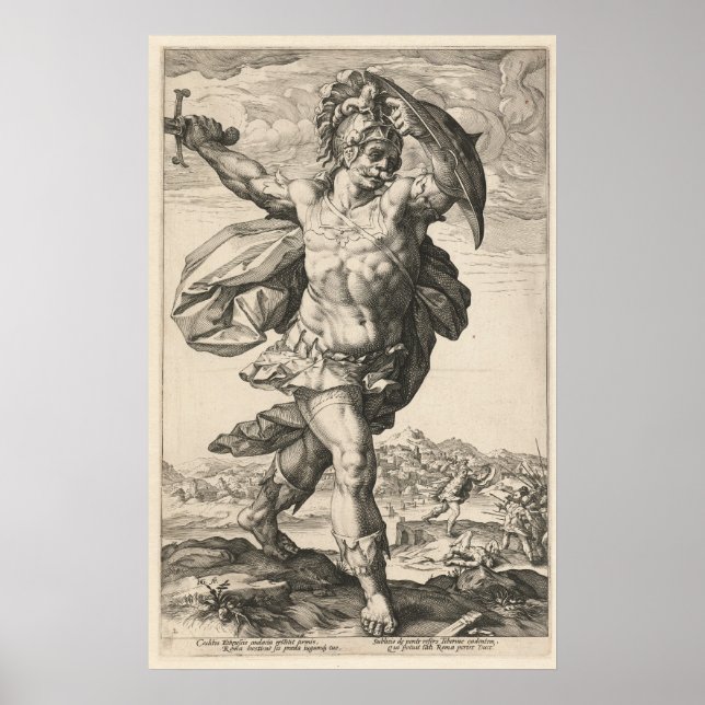 Affiche Horatius Cocles, Hendrik Goltzius Les Héros Romain (Devant)