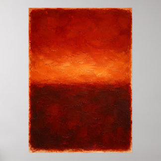 Affiche Horizon Abstrait Orange Rouge avec Texture Lourde