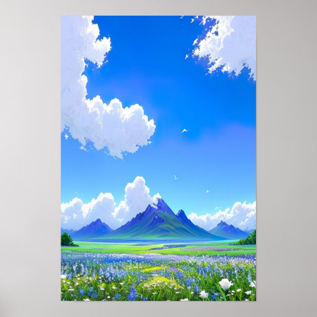 Affiche Horizon bleu et blanc (Devant)