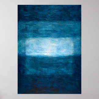 Affiche Horizon Bleu Profond Abstrait Avec Atmosphère Text