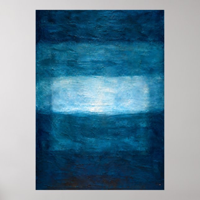 Affiche Horizon Bleu Profond Abstrait Avec Atmosphère Text (Devant)