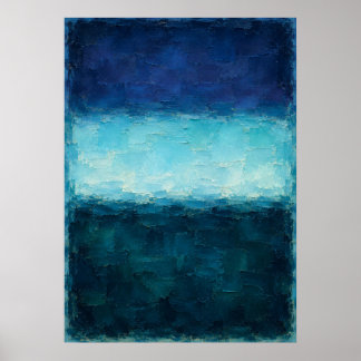 Affiche Horizon Bleu Profond Abstrait Avec Lumière Cyan Lu