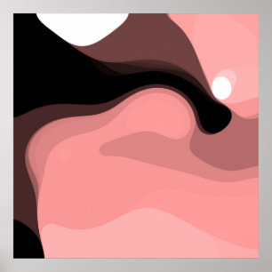 Affiche Horizon coucher de soleil : rose, noir et blanc Ab