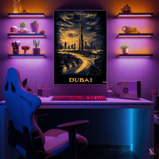 Affiche Horizon de Dubaï - Art monochrome au fusain - Urba (Créateur téléchargé)