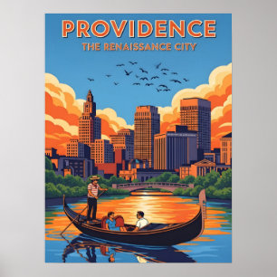 Affiche horizon de la providence et coucher du soleil