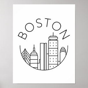 Affiche Horizon de la ville de Boston, horizon de Boston m