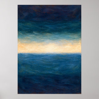 Affiche Horizon de l'océan bleu abstrait en marine et sarc