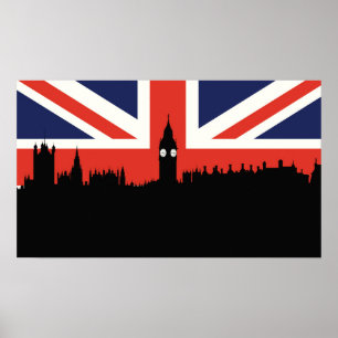 Affiche Horizon   de Londres le drapeau britannique
