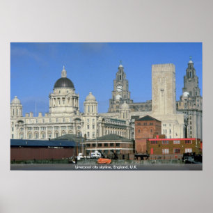 Affiche Horizon de ville de Liverpool, Angleterre, R-U