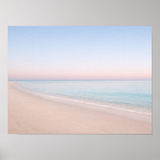 Affiche Horizon minimaliste de l'océan sur la plage rose p