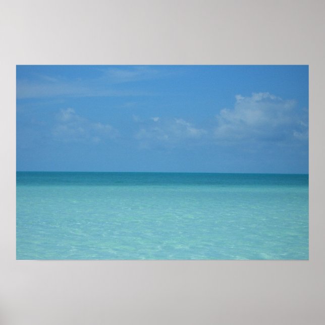 Affiche Horizon tropical turquoise bleu des Caraïbes (Devant)