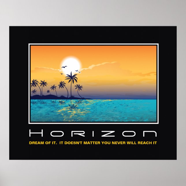 Affiche Horizon tropicale coucher de soleil palmiers motiv (Devant)