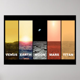 Affiche Horizon view of venus earth moon mars titan