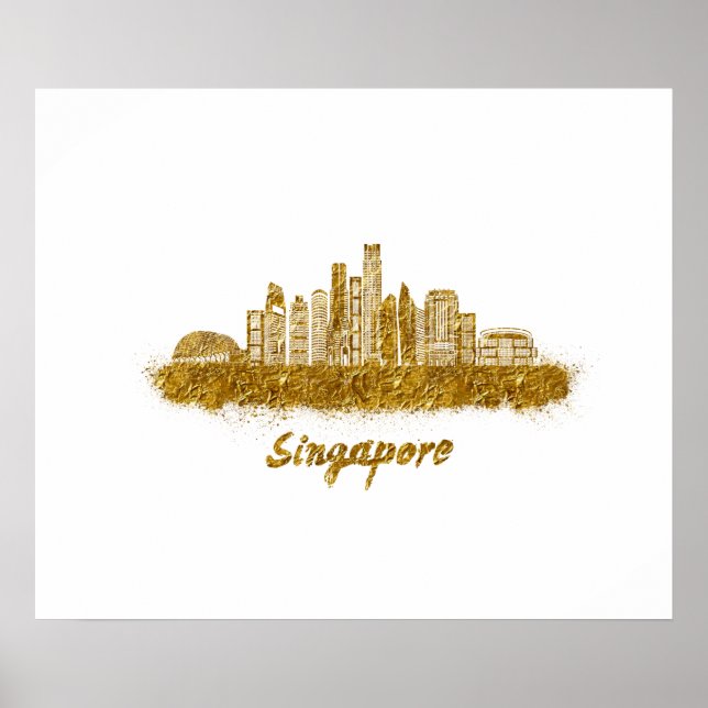 Affiche horizonte de singapur en oro (Devant)