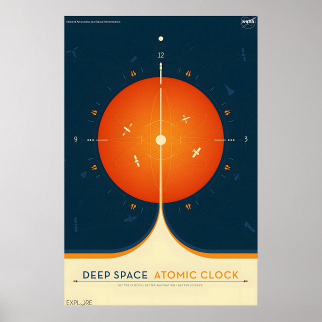 Affiche Horloge atomique de l'espace lointain - Voyages ré (Devant)