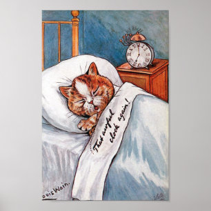 Affiche Horloge D'Alarme Bruyante, Louis Wain