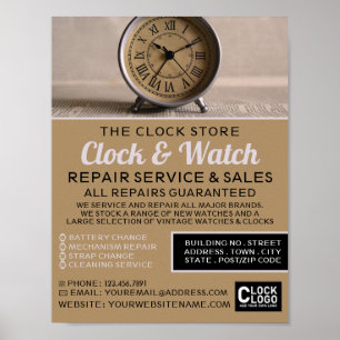 Affiche Horloge d'alarme classique, Horologue publicité