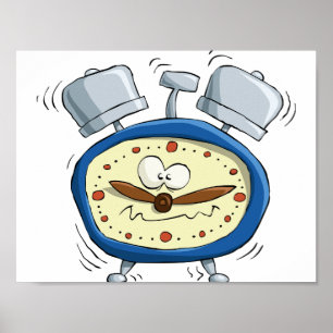 Affiche Horloge Drôle D'Alarme Cartoon Quirky Se Réveiller