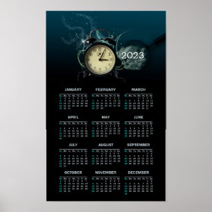 Affiche Horloge élégant Calendrier 2023 comme