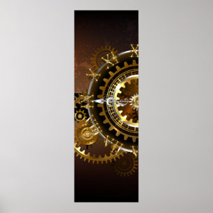 Affiche Horloge Steampunk avec des engrenages anciens