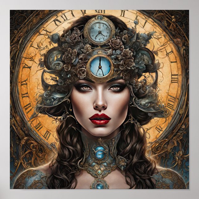 Affiche Horlogerie Orange A Steampunk Woman (Devant)