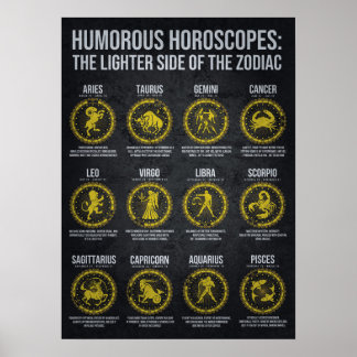 Affiche Horoscopes amusants, Funny Humour de signe Zodiac