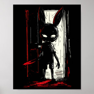 Affiche Horreur Mal Lapin Lapin Slasher Porte Déplaisante 