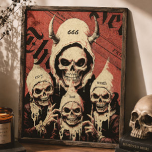 Affiche Horreur Occulte Sept Péchés Capitaux Squelette Dia