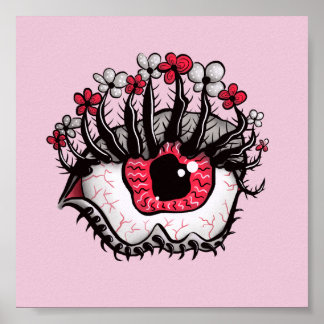 Affiche Horreur Pastel Goth Oeil Macabre rose Déplaisant