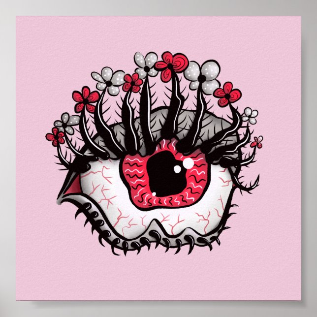 Affiche Horreur Pastel Goth Oeil Macabre rose Déplaisant (Devant)