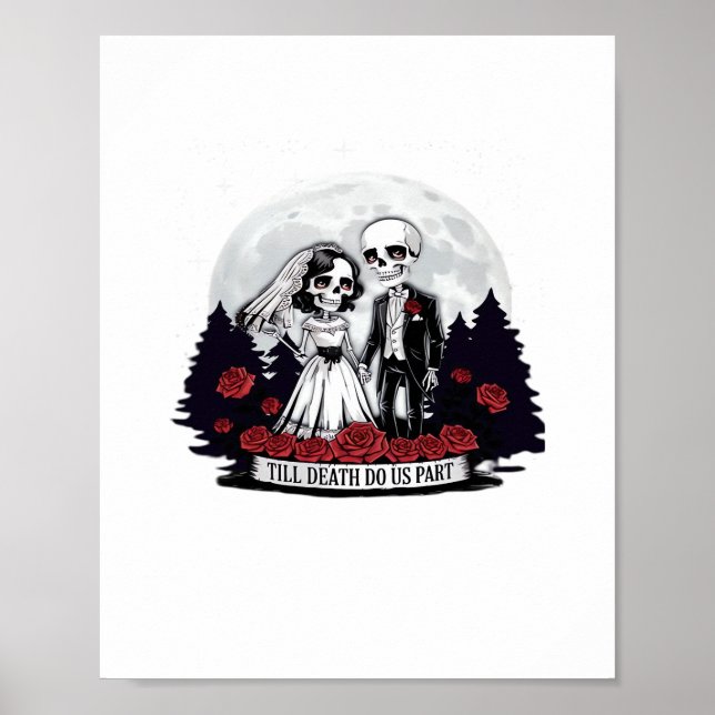 Affiche Horreur Valentines Jour Skeleton Couple Jusqu'à la (Devant)